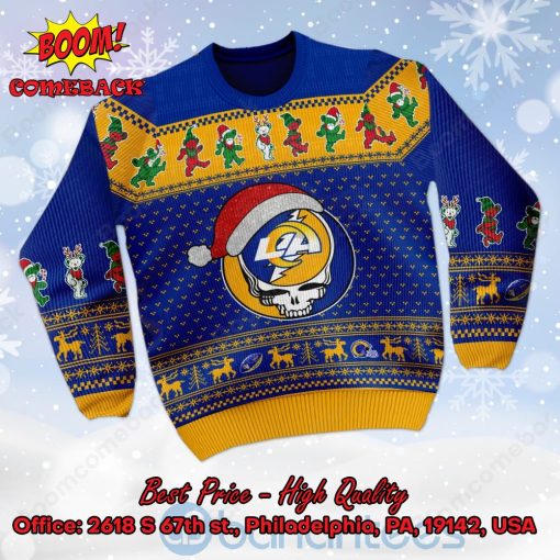 Los Angeles Rams Grateful Dead Santa Hat Ugly Christmas Sweater