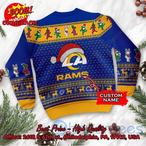 Los Angeles Rams Grateful Dead Santa Hat Ugly Christmas Sweater