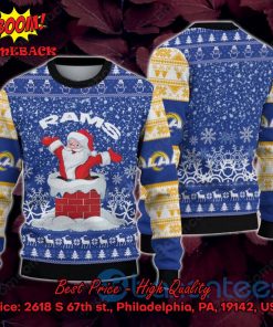 Los Angeles Rams Happy Santa Claus On Chimney Ugly Christmas Sweater