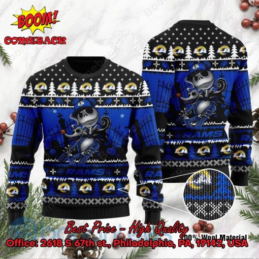 Los Angeles Rams Jack Skellington Halloween Ugly Christmas Sweater