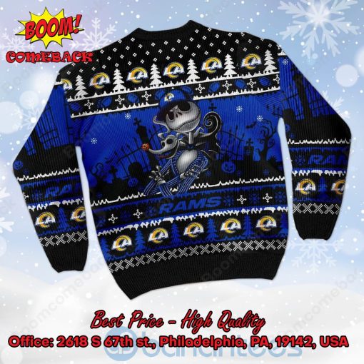 Los Angeles Rams Jack Skellington Halloween Ugly Christmas Sweater