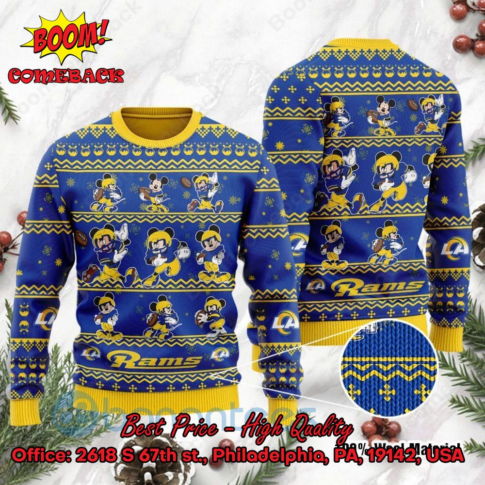 Los Angeles Rams Mickey Mouse Postures Style 1 Ugly Christmas Sweater