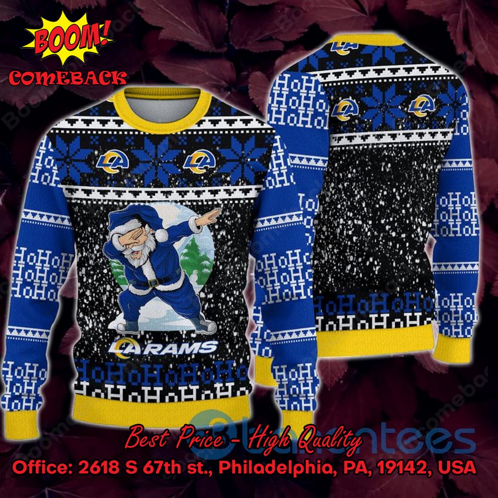Los Angeles Rams Santa Claus Dabbing Ho Ho Ho Ugly Christmas Sweater