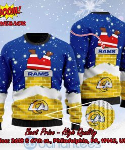 Los Angeles Rams Santa Claus On Chimney Personalized Name Ugly Christmas Sweater