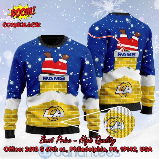 Los Angeles Rams Santa Claus On Chimney Personalized Name Ugly Christmas Sweater