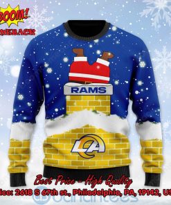Los Angeles Rams Santa Claus On Chimney Personalized Name Ugly Christmas Sweater