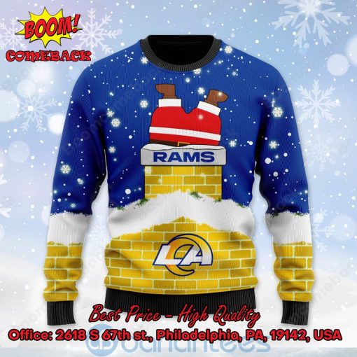 Los Angeles Rams Santa Claus On Chimney Personalized Name Ugly Christmas Sweater