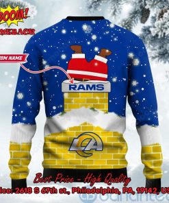 los angeles rams santa claus on chimney personalized name ugly christmas sweater 3 X6eOO