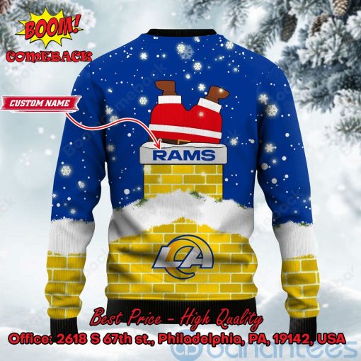 Los Angeles Rams Santa Claus On Chimney Personalized Name Ugly Christmas Sweater