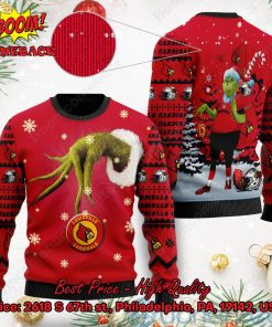Louisville Cardinals Grinch Candy Cane Ugly Christmas Sweater