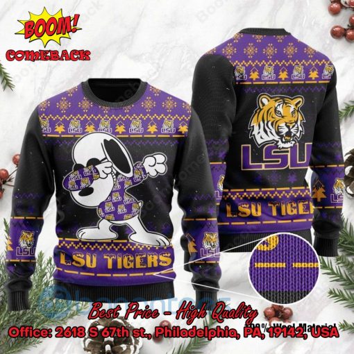 LSU Tigers Snoopy Dabbing Ugly Christmas Sweater