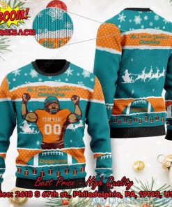 Miami Dolphins All I Need For Christmas Is Dolphins Custom Name Number Ugly Christmas Sweater
