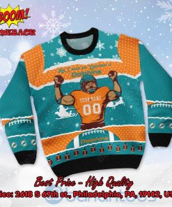 Miami Dolphins All I Need For Christmas Is Dolphins Custom Name Number Ugly Christmas Sweater