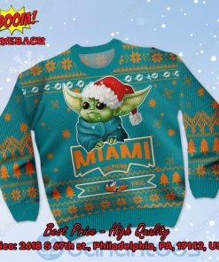 miami dolphins baby yoda santa hat ugly christmas sweater 2 CCJFc