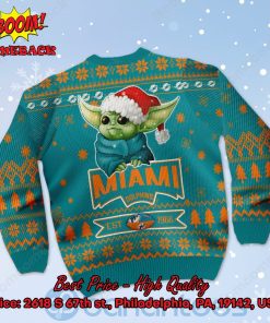 miami dolphins baby yoda santa hat ugly christmas sweater 3 gtN5a