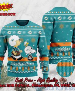 Miami Dolphins Charlie Brown Peanuts Snoopy Ugly Christmas Sweater