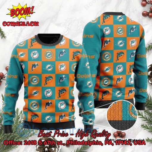 Miami Dolphins Logos Ugly Christmas Sweater