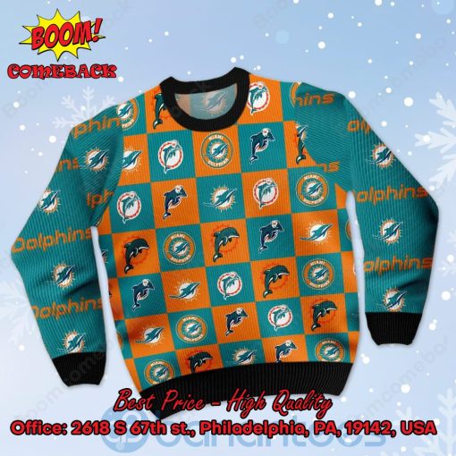 Miami Dolphins Logos Ugly Christmas Sweater