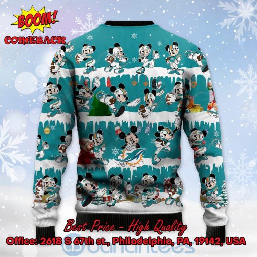 Miami Dolphins Mickey Mouse Postures Style 2 Ugly Christmas Sweater