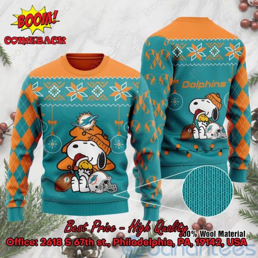 Miami Dolphins Peanuts Snoopy Ugly Christmas Sweater