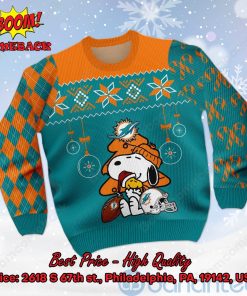 Miami Dolphins Peanuts Snoopy Ugly Christmas Sweater