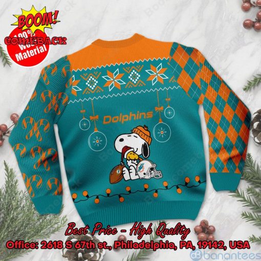 Miami Dolphins Peanuts Snoopy Ugly Christmas Sweater