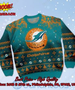 Miami Dolphins Santa Claus In The Moon Ugly Christmas Sweater