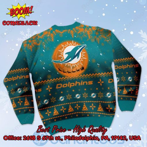 Miami Dolphins Santa Claus In The Moon Ugly Christmas Sweater