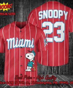 Miami Marlins Peanuts Snoopy Baseball Jersey