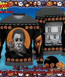 Michael Myers The Night He Come Home Halloween Ugly Christmas Sweater