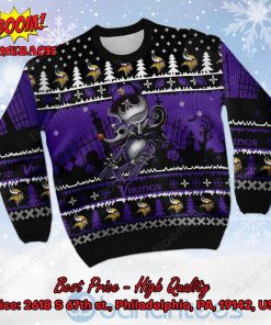 Minnesota Vikings Jack Skellington Halloween Ugly Christmas Sweater