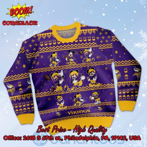Minnesota Vikings Mickey Mouse Postures Style 1 Ugly Christmas Sweater