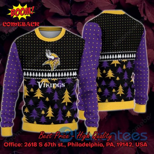 Minnesota Vikings Pine Trees Ugly Christmas Sweater