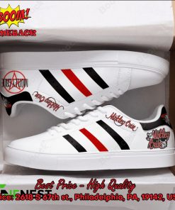 Motley Crue Black And Red Stripes Adidas Stan Smith Shoes