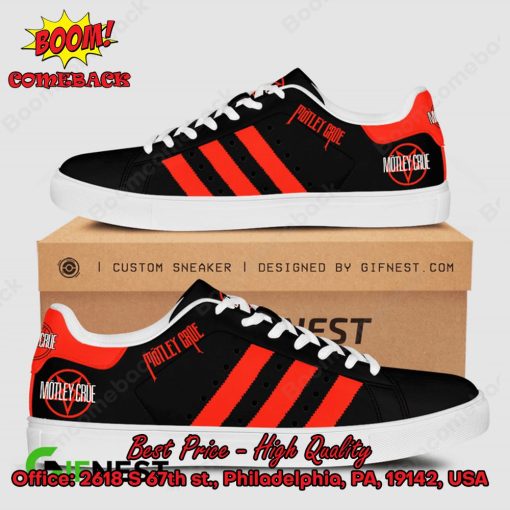 Motley Crue Red Stripes Style 5 Adidas Stan Smith Shoes