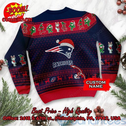 New England Patriots Grateful Dead Santa Hat Ugly Christmas Sweater