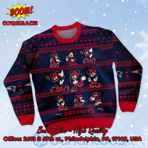 New England Patriots Mickey Mouse Postures Style 1 Ugly Christmas Sweater