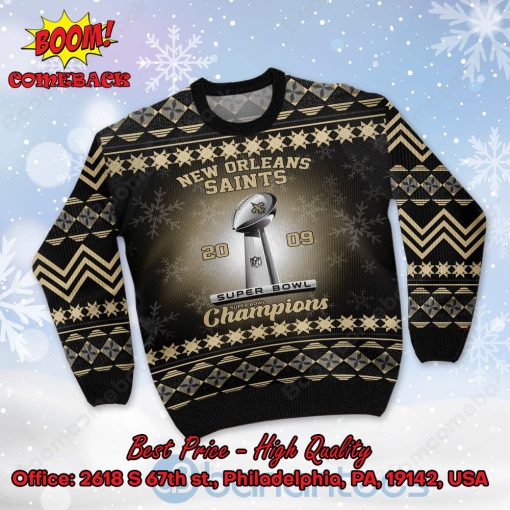 New Orleans Saints 2009 Super Bowl Champions Ugly Christmas Sweater