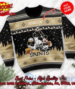 New Orleans Saints Disney Characters Personalized Name Ugly Christmas Sweater