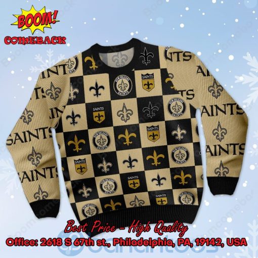 New Orleans Saints Logos Ugly Christmas Sweater