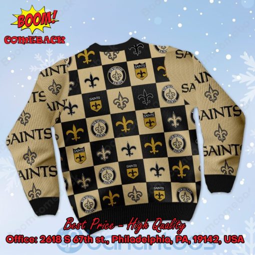 New Orleans Saints Logos Ugly Christmas Sweater