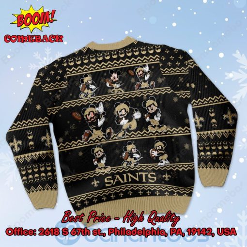 New Orleans Saints Mickey Mouse Postures Style 1 Ugly Christmas Sweater