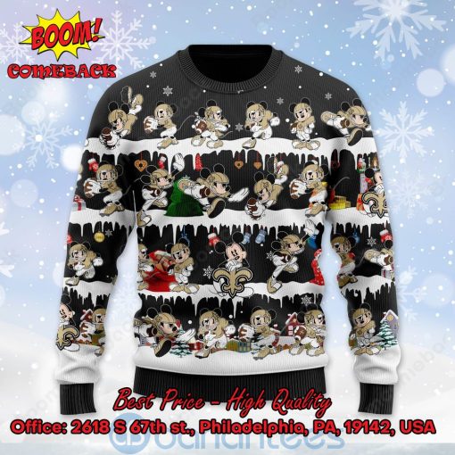 New Orleans Saints Mickey Mouse Postures Style 2 Ugly Christmas Sweater