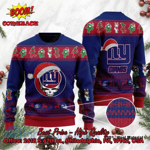 New York Giants Grateful Dead Santa Hat Ugly Christmas Sweater
