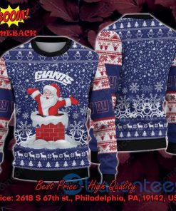New York Giants Happy Santa Claus On Chimney Ugly Christmas Sweater