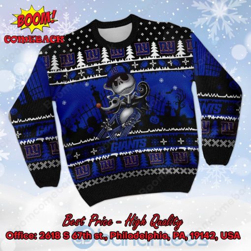 New York Giants Jack Skellington Halloween Ugly Christmas Sweater
