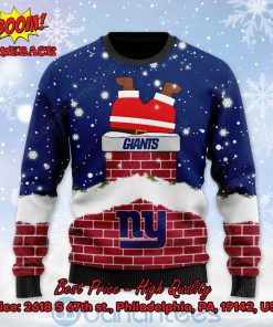 new york giants santa claus on chimney personalized name ugly christmas sweater 2 yjBeo