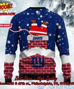 new york giants santa claus on chimney personalized name ugly christmas sweater 3 CAhH5