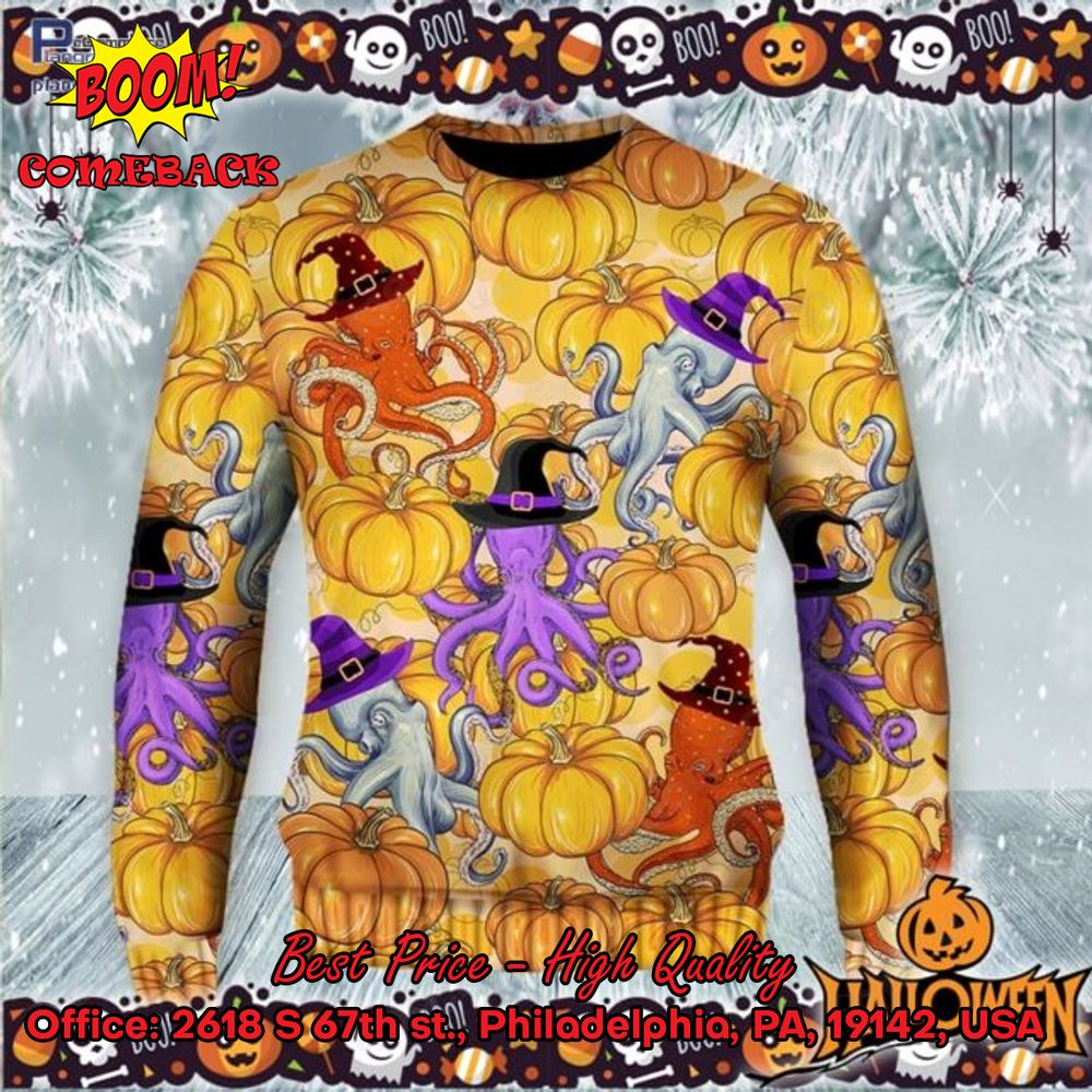 Octopus Pumpkin Halloween Ugly Christmas Sweater