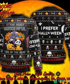 Panda Pumpkin Witch It’s the Most Wonderful Time of the Year Halloween Ugly Christmas Sweater